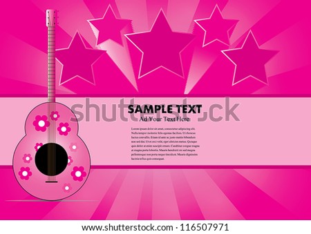 guitar with star music on background vector