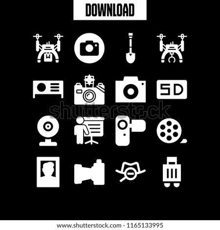 camera icon. This set with sd, drone, webcam and photo camera vector icons for mobile and web