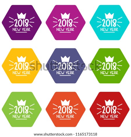 Crown icons 9 set coloful isolated on white for web