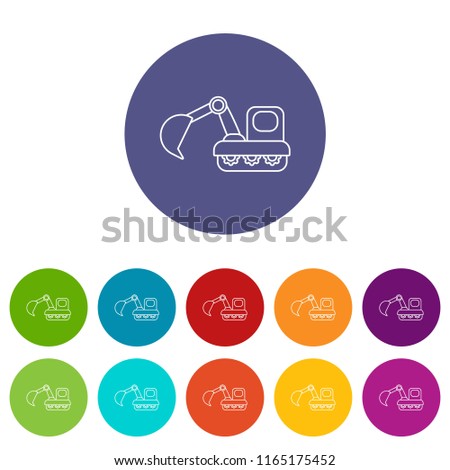 Excavator icons color set vector for any web design on white background