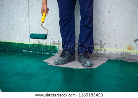 Inexperienced painter painted having problems, The concept of working problems. Royalty-Free Stock Photo #1165183453