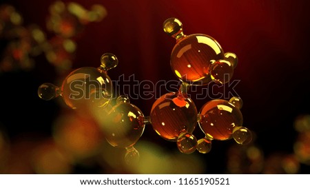 3d rendering illustration of glass molecule model. Molecule of oil. Concept of structure model motor oil or gas.