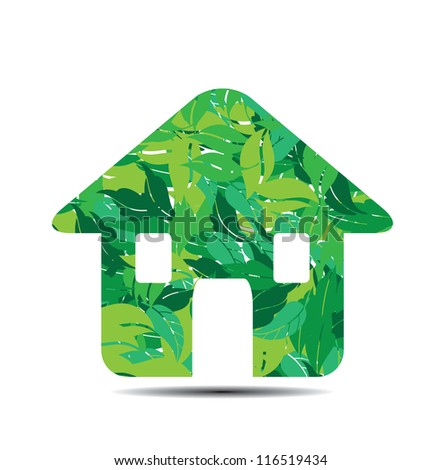 green leaves home icon symbol vector illustration