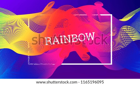 Rainbow fluid background. Iridescent moder design. Music multicolor poster. Rainbow stripe Wave liquid pattern. Organic gradient shape. Summer vivid colors frame design. Rainbow happy love background.