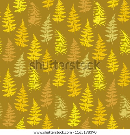 Fern frond herbs, tropical forest plant leaves seamless vector wallpaper. Botanical herbal pattern. Forest bush plant, exotic leaves tropical fern grass herb seamless fabric background.