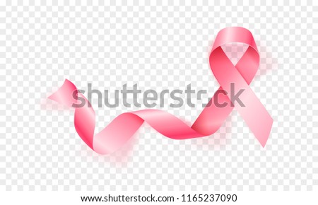 Realistic pink ribbon, breast cancer awareness symbol. Vector illustration