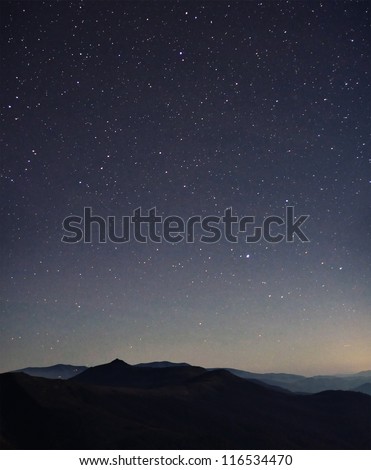 Amazing Star Night and cloudy mountains panorama