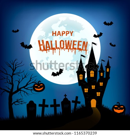 A banner or a poster for the day of "happy halloween". vector illustration