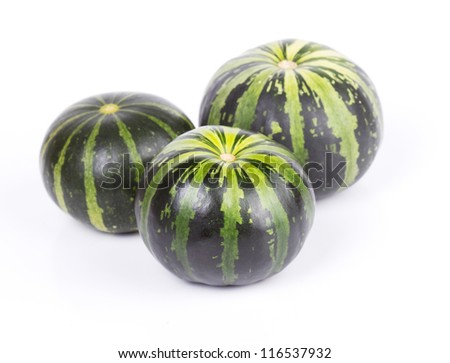 Green striped pumpkins isolated on white  background