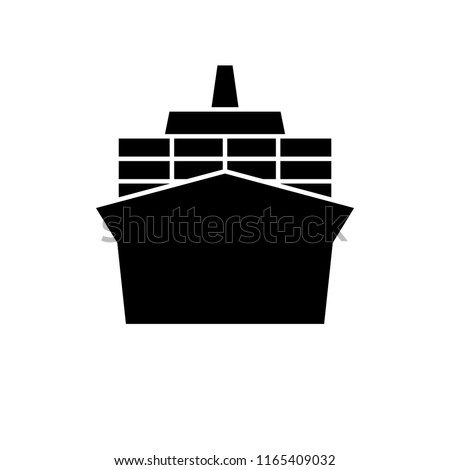 Container ship silhouette icon. Clipart image isolated on white background