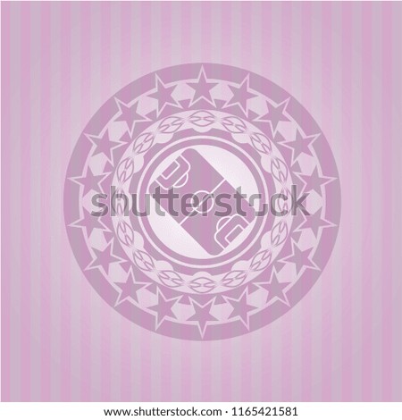 football field icon inside vintage pink emblem
