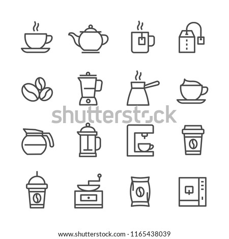 Set simple line icon of coffee shop vector illustration Royalty-Free Stock Photo #1165438039