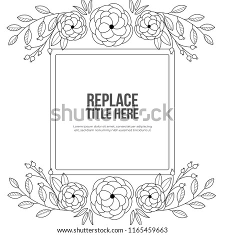 Flowers frame coloring book for adult. doodle style.vector illustration. handdrawn.