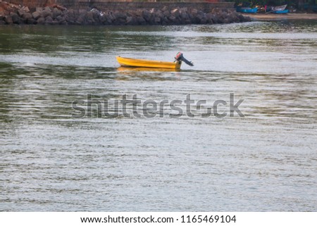 Yellow Motor Boat Day Photo