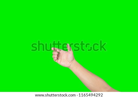 Men hand on green background