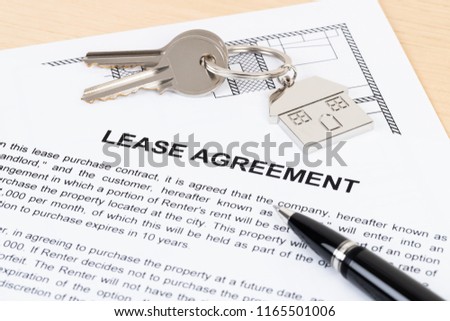 Rental agreement paperwork; document is mock-up