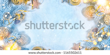 Banner with sparkling Christmas glitter ornaments, Holiday background for Merry Christmas and Happy New Year