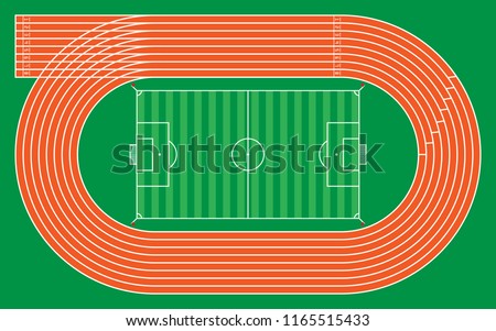 eight running tracks with football stadium for pattern and design,vector illustration.