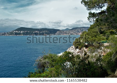 Beautiful sceneries along the Littoral Trail of the beautiful village called "Sainte-Jean-Cap-Ferrat"  in the South of France.