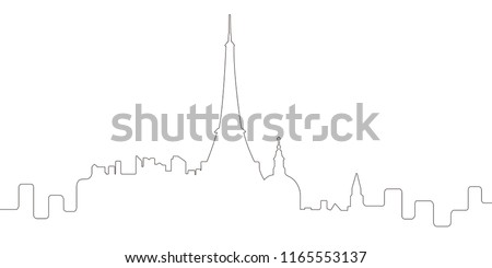 Continous line skyline of Paris. Vector illustration design