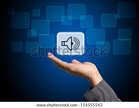 Selected button icons on business hand