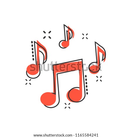 Vector cartoon music note icon in comic style. Sound media concept illustration pictogram. Audio note business splash effect concept. Royalty-Free Stock Photo #1165584241