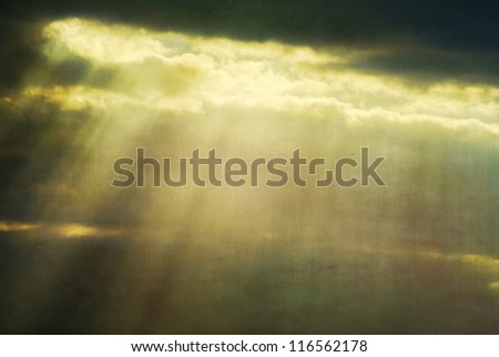 Fog and clouds with streaks of light and yellow-green retro colors