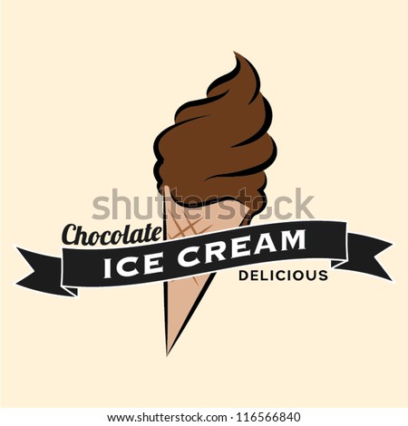 Chocolate ice cream vintage retro label