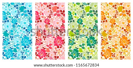 Flowers and fruits on a colorful wallpaper