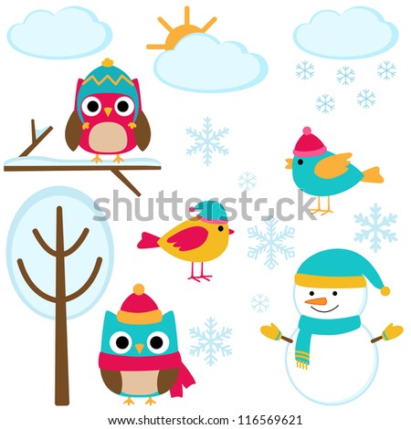Cute set of winter elements