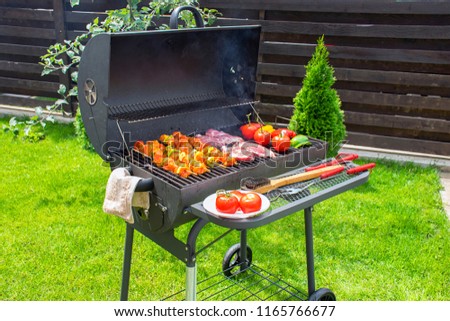 Beef and Vegetable on a Outdoor BBQ 