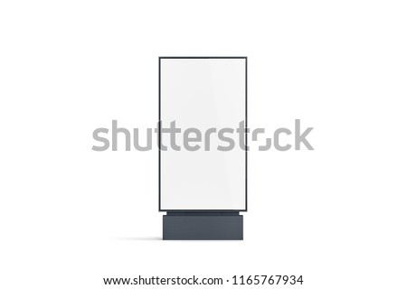 Blank white pylon banner mockup, front view, isolated, 3d rendering. Empty outdoor signage mock up. Clear street poster billboard for advertising. Display outside sign template