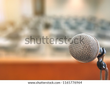Microphone in Conference Seminar room Event and Meeting Background