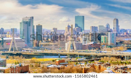 The skyline of Boston in Massachusetts, USA on a sunny day