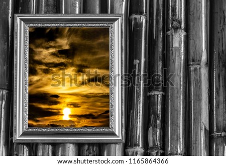 Frame on Wood wall and Sky
