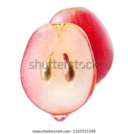 Grape seed oil. Grape juice drop. Clear piece. Slice of grapes Royalty-Free Stock Photo #1165931548