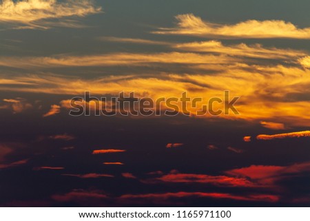 dramatic golden sky at the sunset background