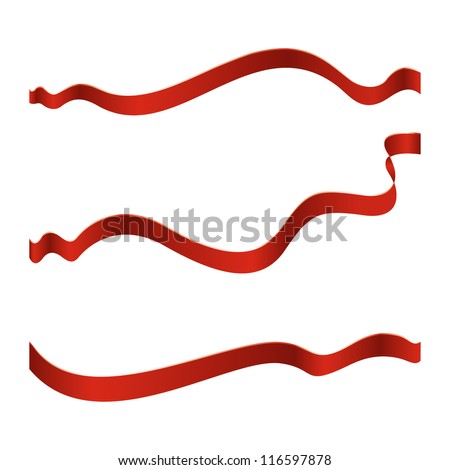 Set of red ribbons isolated on white background