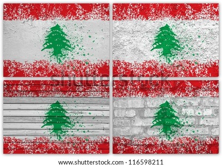 Collage of Lebanon flag with different texture backgrounds