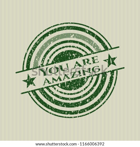 Green You are Amazing distress rubber grunge texture stamp