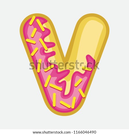 Donut Font Letter V Vector