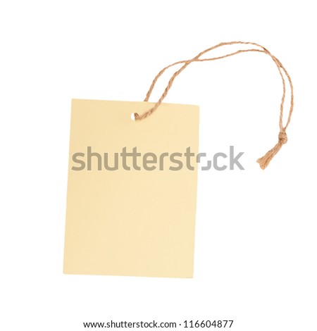 Blank label and string isolated on white background