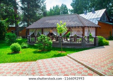 Patio with terrace in summer time nature