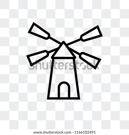 Windmill vector icon isolated on transparent background, Windmill logo concept