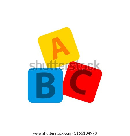 ABC blocks flat icon. Alphabet cubes with A,B,C letters in flat Royalty-Free Stock Photo #1166104978