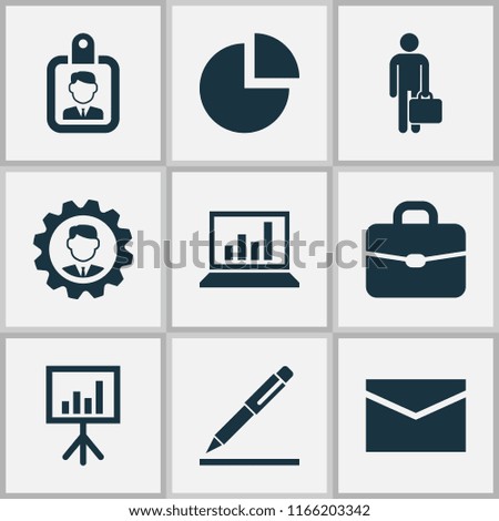 Job icons set with briefcase, contract signing, manager and other diagram elements. Isolated vector illustration job icons.