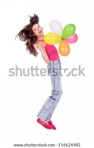 Teen girl with colorful ballons