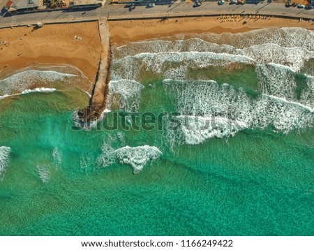 Bird´s-eye view of coast line of the ocean in the summer