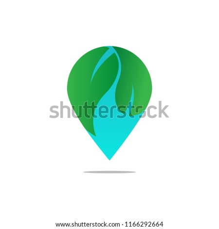 eco green location logo design, leaf logo design