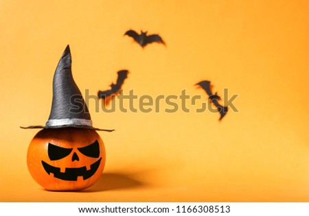 composition of pumpkins to halloween with space for text